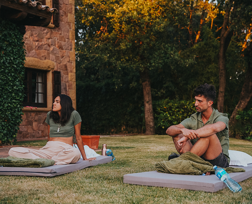 People sitting outdoor grass, MAHANSE.